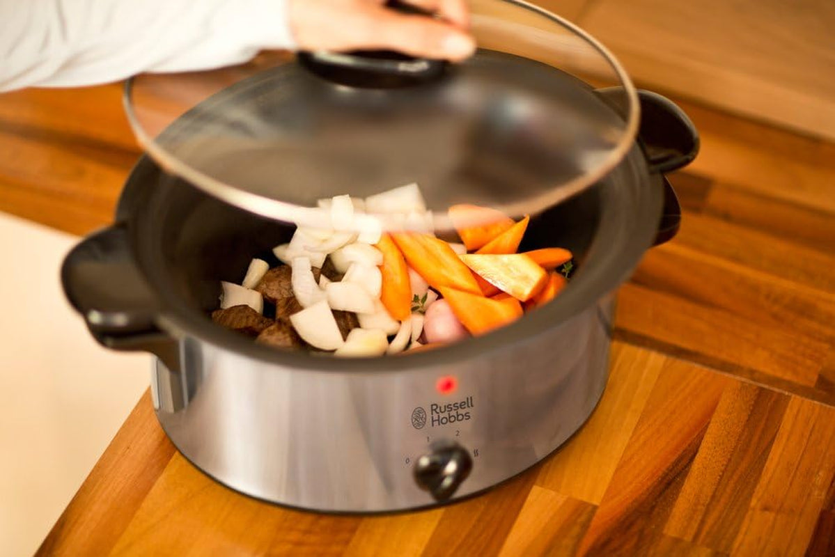 Russell Hobbs Slow Cooker, 3,5 liter non-stick, rostfritt stål, 3 temperaturinställningar och varmhållningsfunktion, 160W Slow Cooker Naty Shop