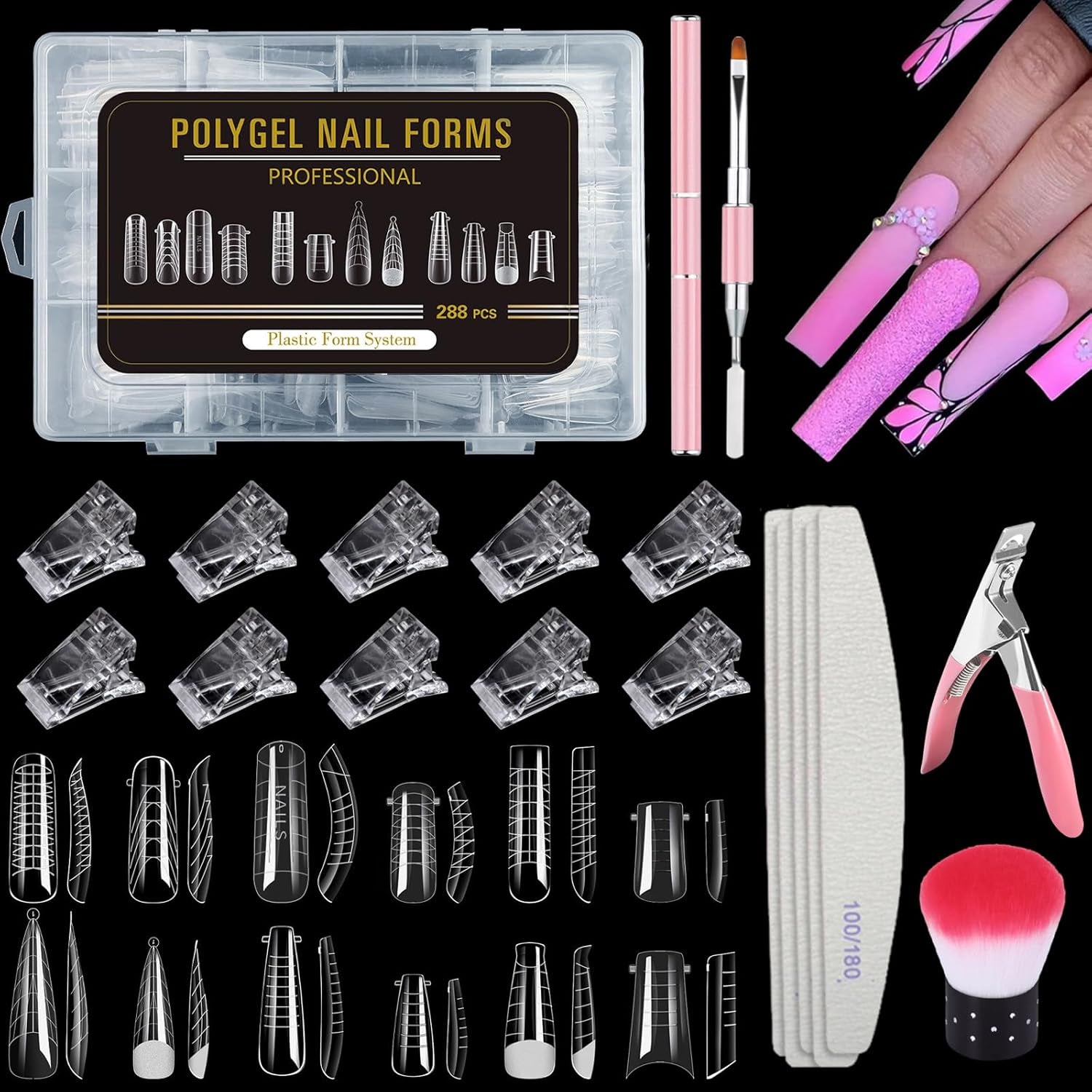 288 Dual Nail Forms Set, Dual Shape Nail Art Set, 12 Nail Extension Forms, Gel Nail Forms, Lämplig för nybörjare och manikyrister
