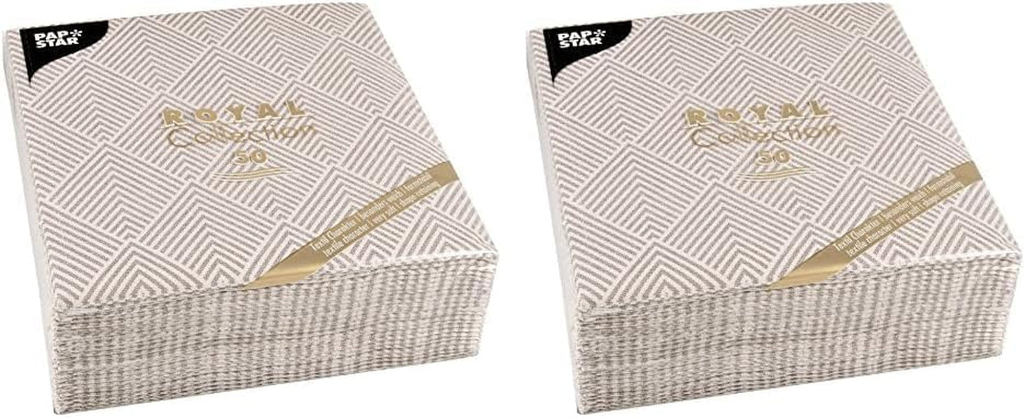 Papstar, 50 servetter "ROYAL Collection" 1/4-faldigt 40 Cm X 40 Cm "Elegance" Brun, #86498 (Pack of 2)