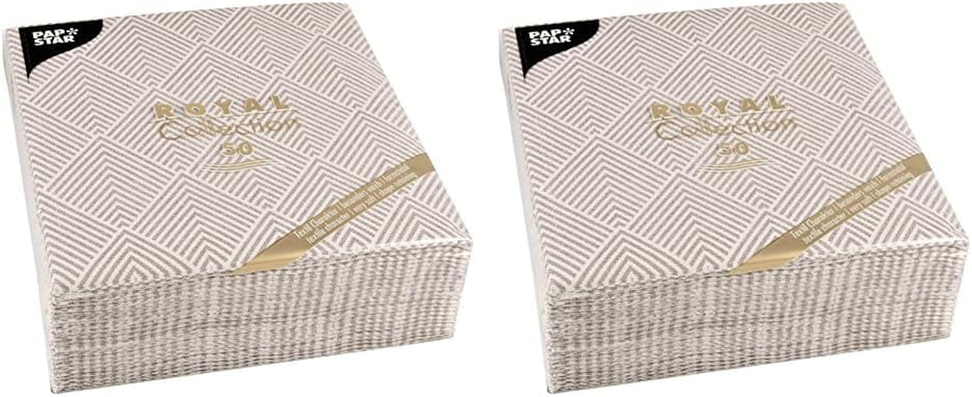 Papstar, 50 servetter "ROYAL Collection" 1/4-faldigt 40 Cm X 40 Cm "Elegance" Brun, #86498 (Pack of 2)