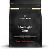 Havregryn över natten med protein | Mörk choklad och hallon | Proteinrik frukost | Snack med låg sockerhalt | Havregryn med lågt GI | 500 g
