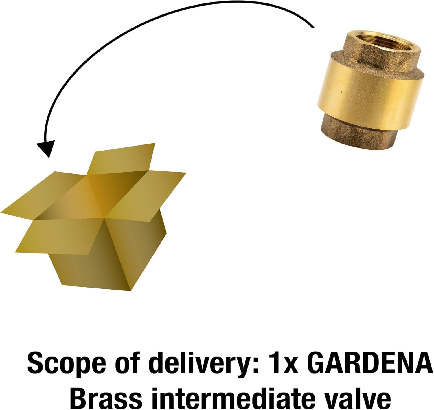 Gardena mellanventil i mässing: Envägsventil i massiv mässing, 42 mm (G 1 1/4 tum) gänga för anslutning till pumpar (7232-20)