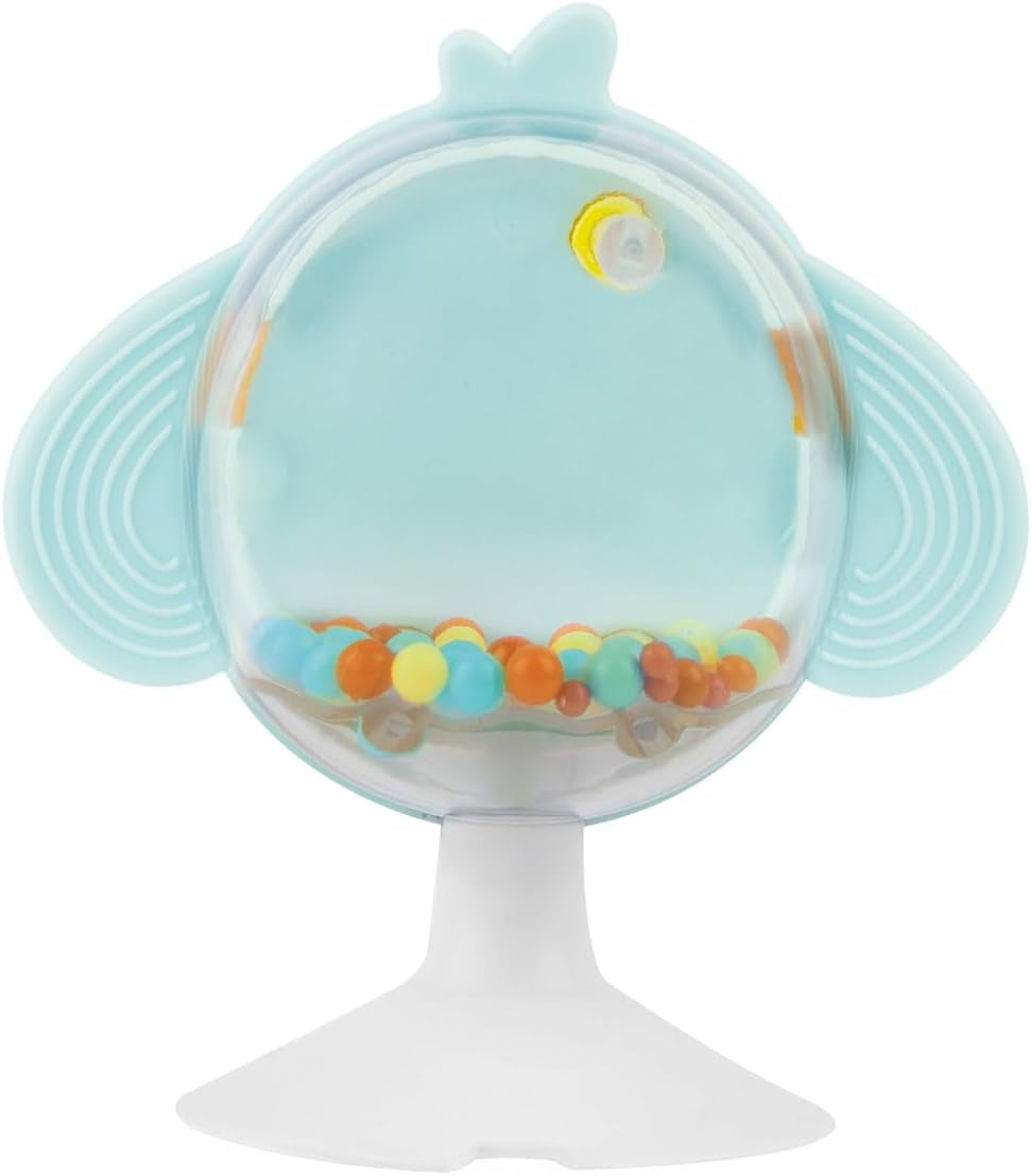 Chicco måltidspresentset Dou Dou, haklappset, barnstolsleksak med sugkopp i form av en söt kyckling, med två färgglada skallror, lätt att fånga från 6 månader Baby Toys Naty Shop