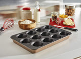 Tefal Airbake J2555014 Muffinform, Antihaftbeschichtung, Karbonstahl, Braun, 29 X 41 Cm Formar och plåtar för bakning Naty Shop