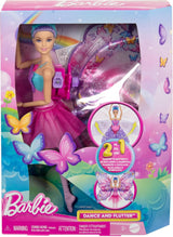 Barbie Dance And Flutter 2-i-1 dansare-till-fjäril transformationsdocka med öppningsbara vingar, lila hår, hårsmycken och avtagbar tutu, HXJ10 Naty Shop Dolls