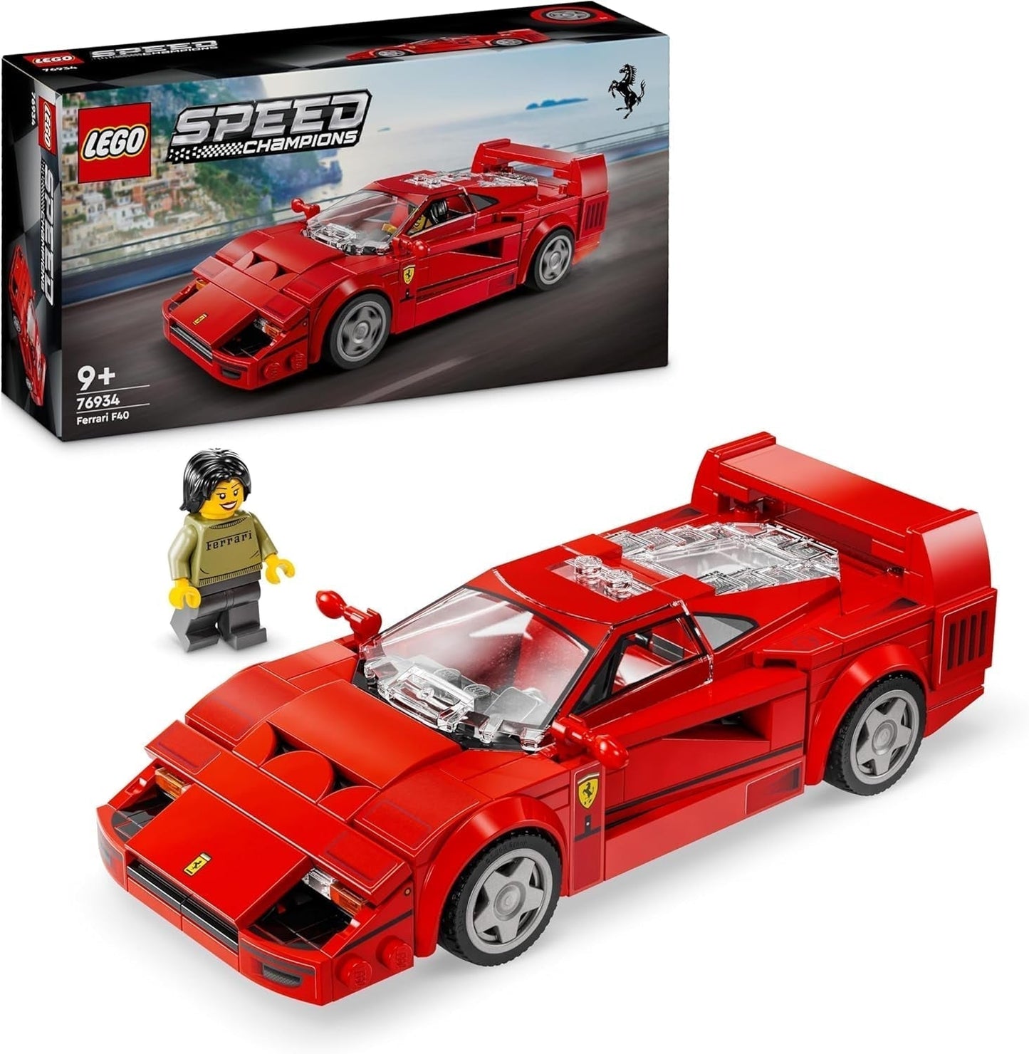 LEGO Speed Champions Ferrari F40 Super Sports Car, lekset med byggbar leksaksbil och minifigurförare, samling byggset för barn, present till pojkar och flickor 76934 Byggset Besuche den LEGO-Store Standardtitel