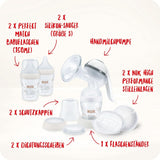 NUK manuell bröstpumpset, mjuk silikonkudde, 2 perfekt kombinerade flaskor, 150 ml Tillbehör Mat och amning Bebe Naty Shop