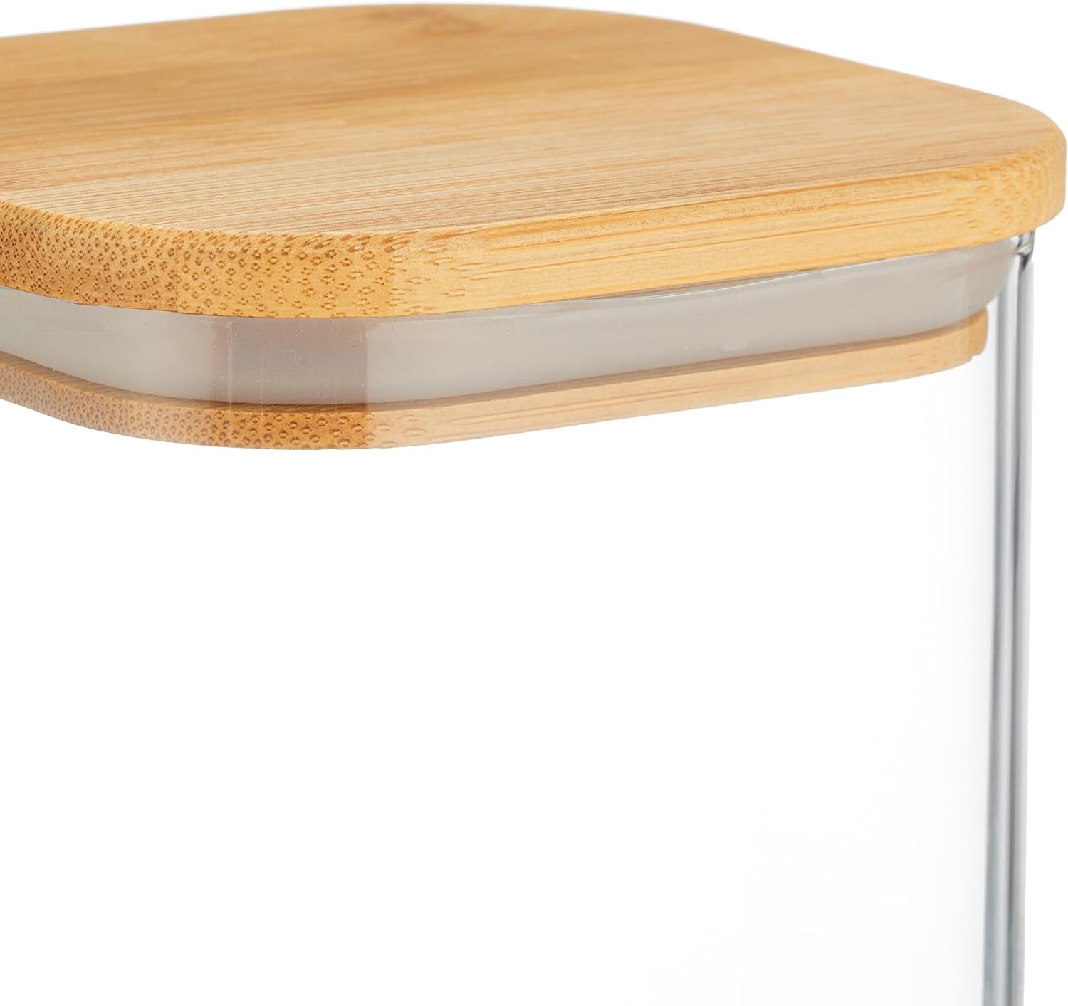 Relaxdays förvaringsburkar med bambulock Set med 3 fyrkantiga glasburkar 900 ml läckagesäkra klara/naturliga matförvaringslådor Naty Shop