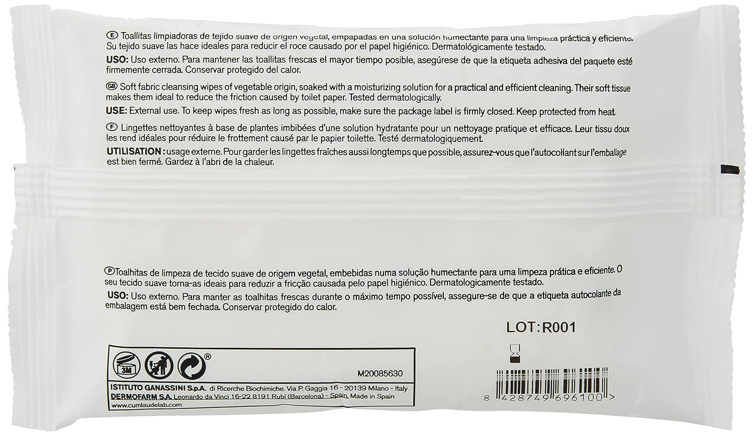 Lab - Perianalservetter, Våtrengöringsservetter för perianal hygien, Provitamin B5, fuktgivande, allergivänliga, paraben- och alkoholfri, dermatologiskt testad - 15 stycken