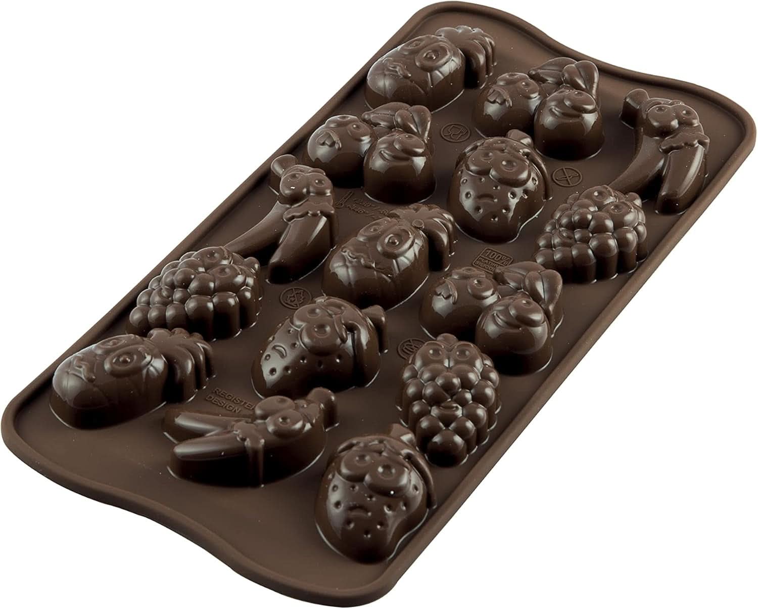 Silikonform Pralin Silikomart Frukt 3,2 x 3,2 x H 1,5 cm, 10 ml, 15 hålrum (SCG32) Kitchen Naty Shop