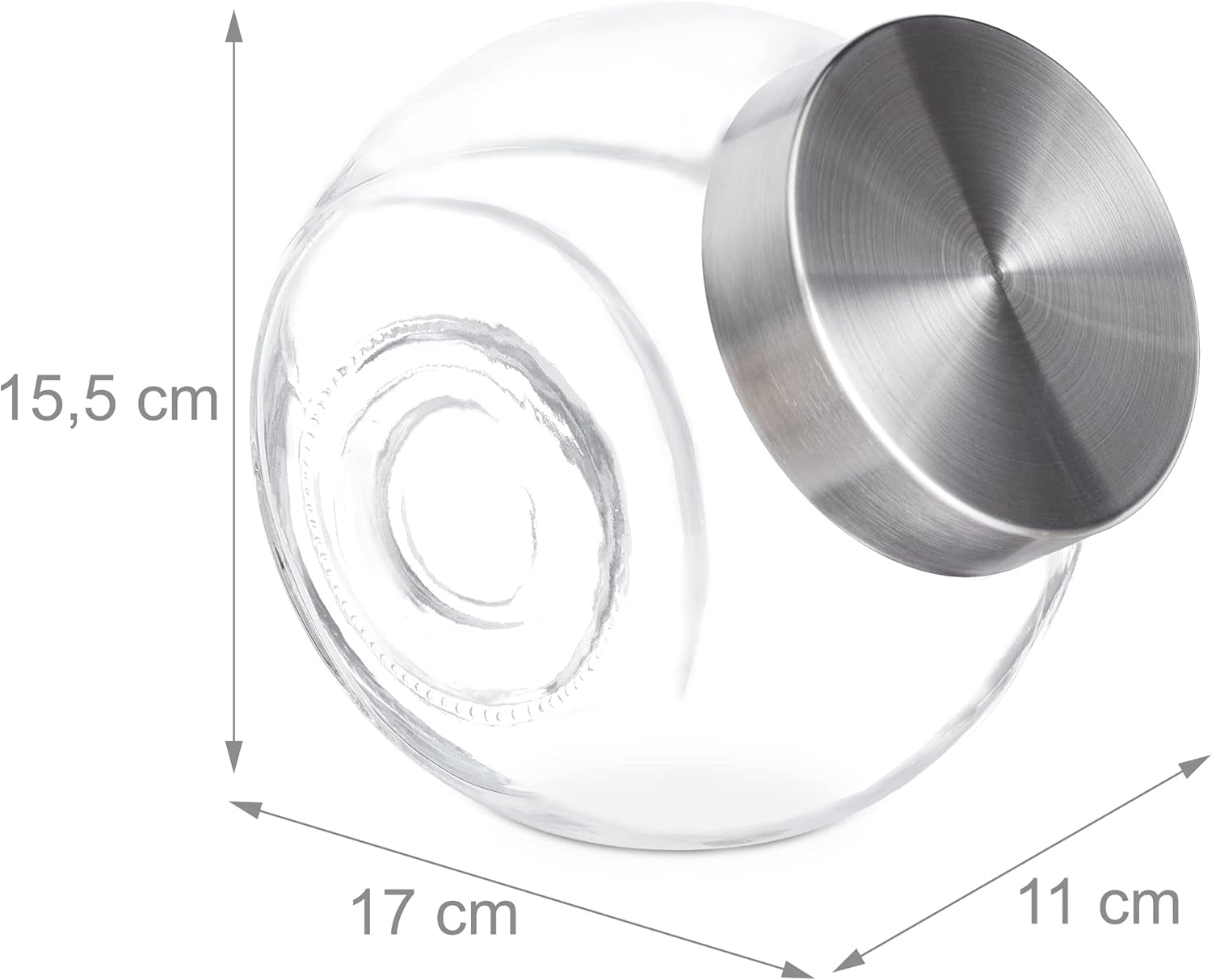 Relaxdays Godisburkar Set med 4 1,5L förvaringsburkar för sötmat Candy Bar Rostfritt stållock Klar Transparent Silver Matförvaringslådor Naty Shop