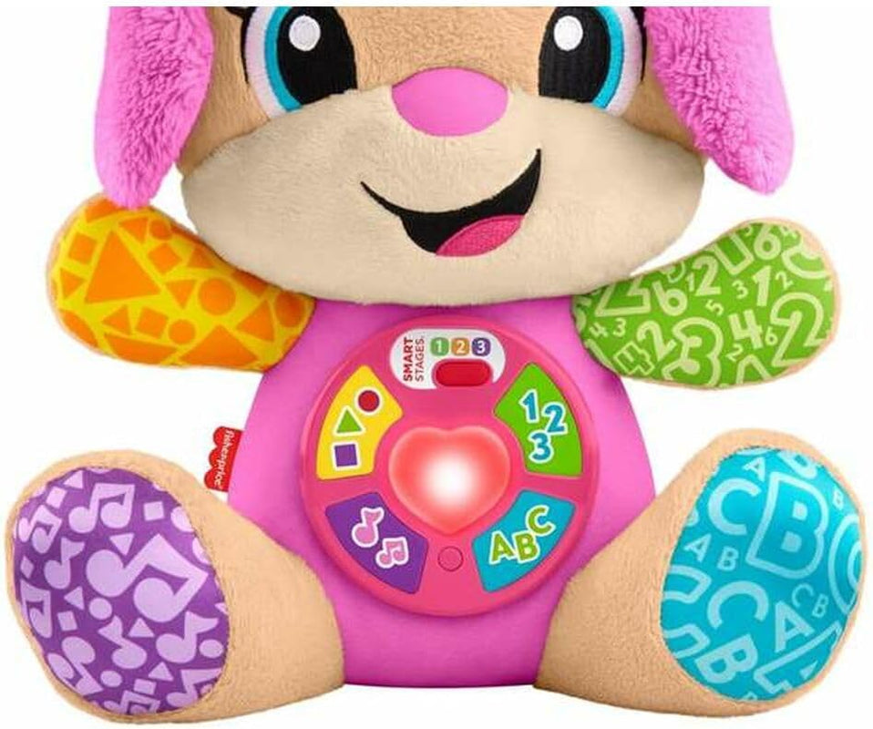 Fisher-Price Laugh & Learn JFD35 mjuk leksak med Smart Stages Musikalisk inlärningsleksak för spädbarn från 6 månader, flerspråkig version: italienska, spanska, portugisiska, engelska, JFD35 Baby Toys Naty Shop