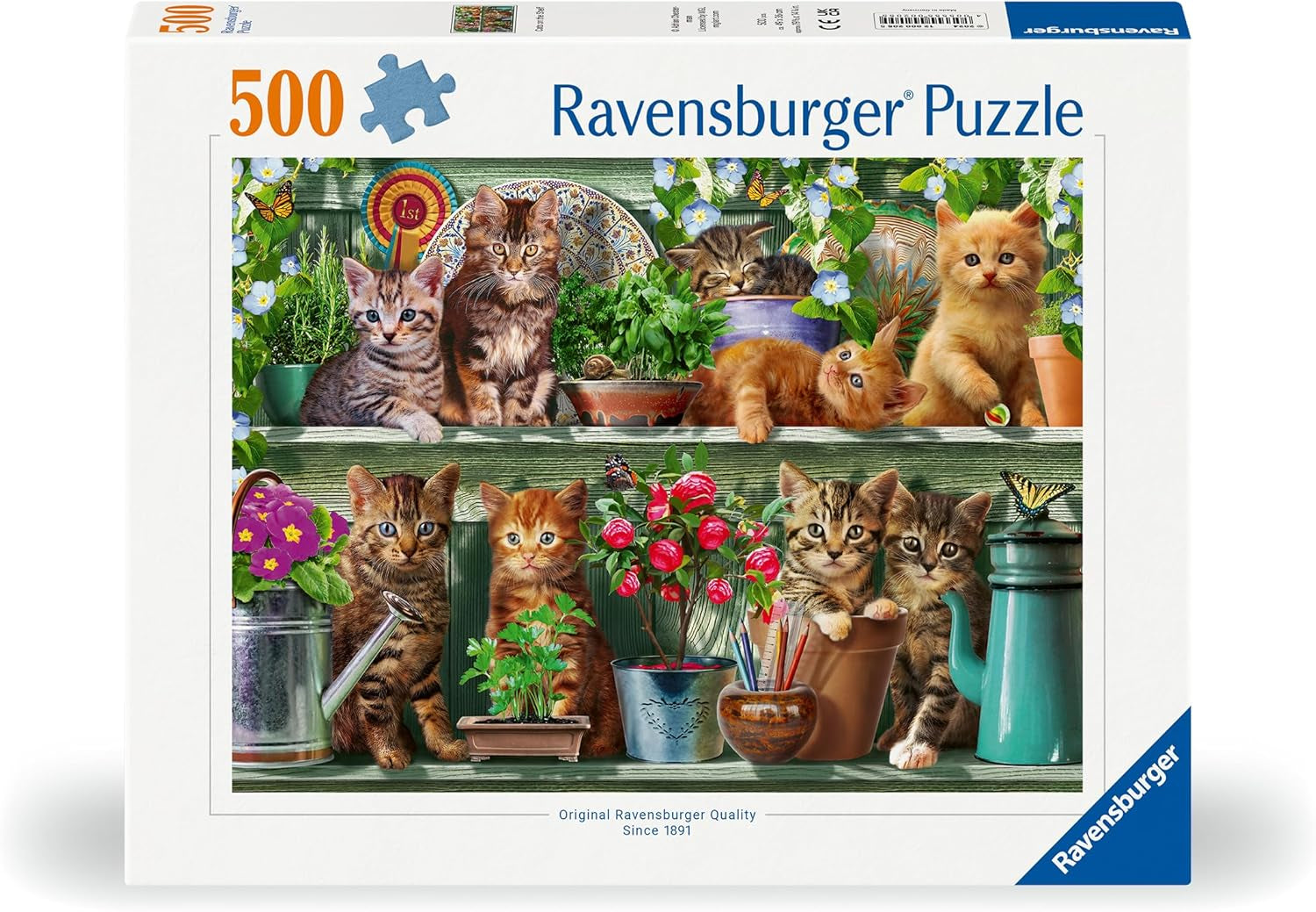 Ravensburger Puzzle 12000205 - Katzen Im Regal - 500-bitars pussel för vuxna och barn över 10, djurpussel med kattmotiv Puzzle Naty Shop