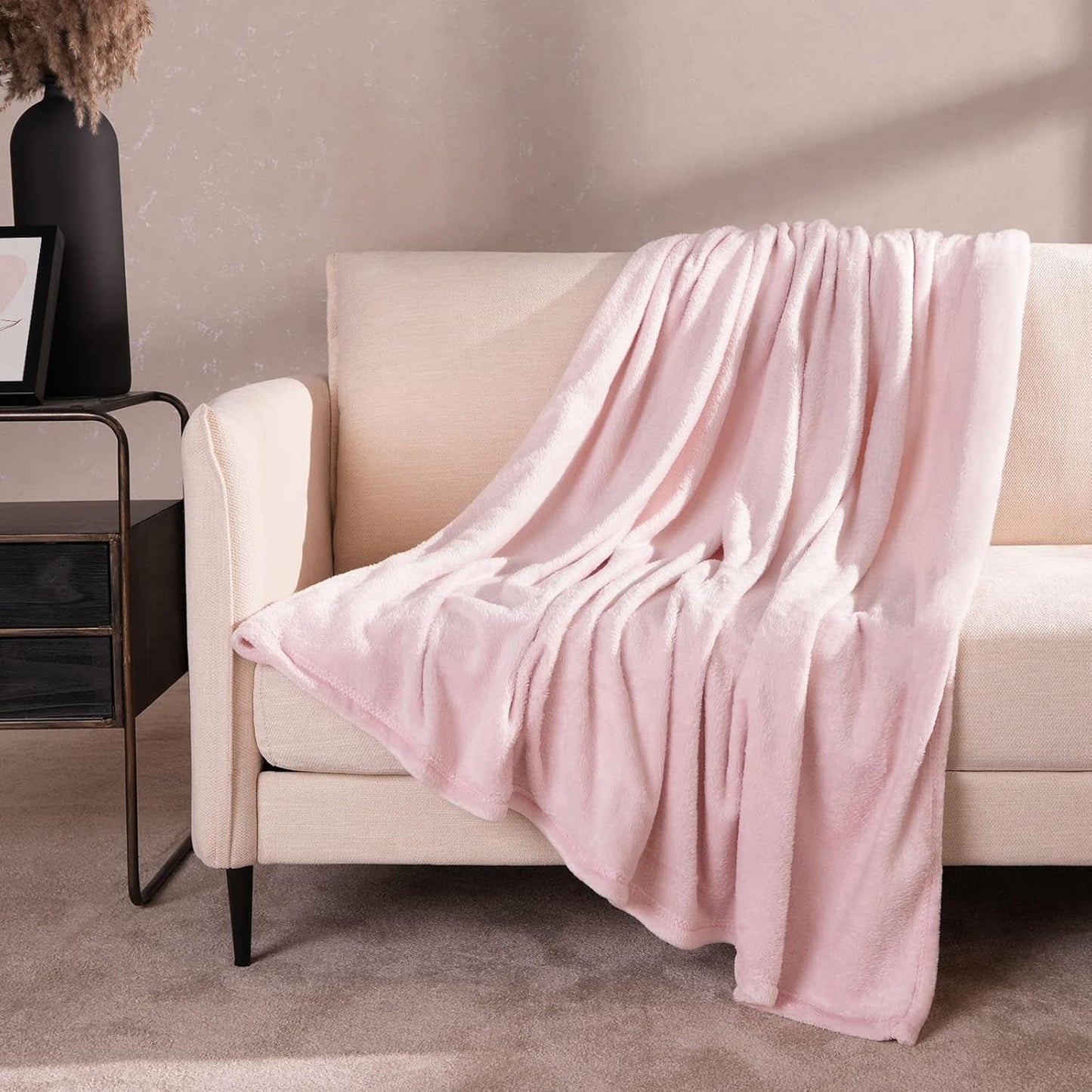 Brentfords flanellfleecefilt, extra mjuk, stor, fluffig, varm, överkast i sovrummet, enkelsäng, soffa, soffa, rödrosa - 120 X 150 cm sängar och filtar Beuche den Brentfords-Store