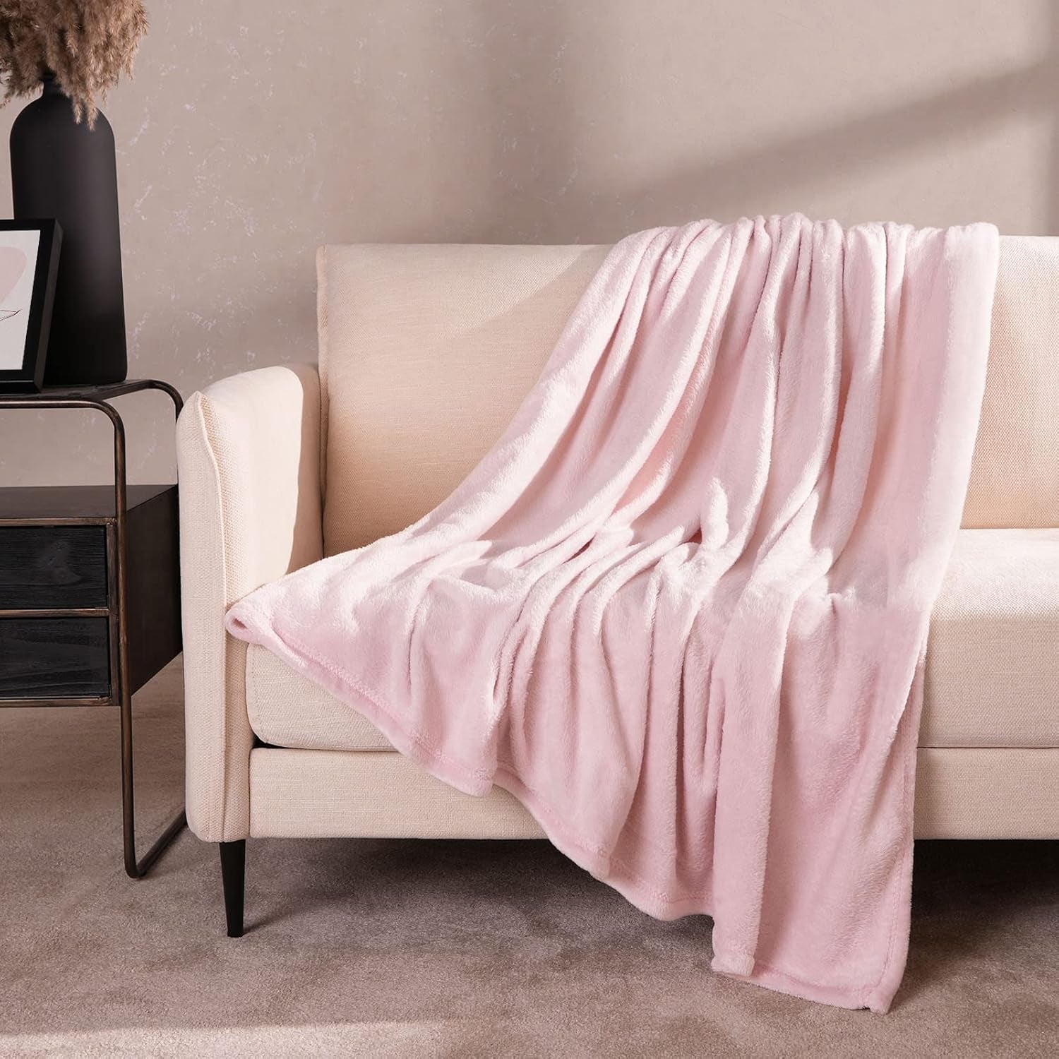 Brentfords flanellfleecefilt, extra mjuk, stor, fluffig, varm, överkast i sovrummet, enkelsäng, soffa, soffa, rödrosa - 120 X 150 cm sängar och filtar Beuche den Brentfords-Store