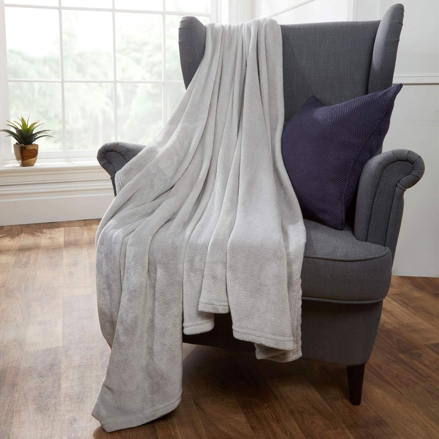Brentfords ultramjuka överkast av fleece, silvergrå, stor dubbel - 150 X 200 cm sängar och filtar Beuche den Brentfords-Store
