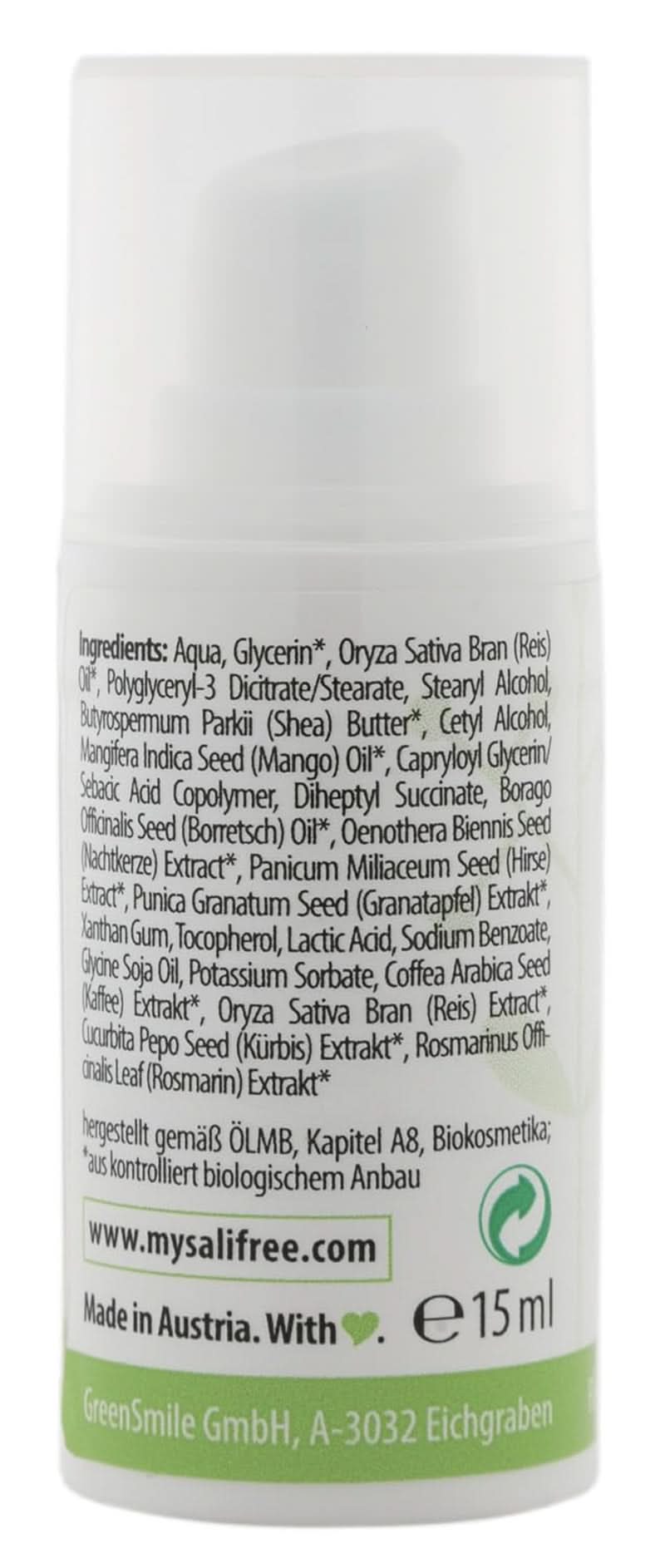 Mysalifree BIO EYE BALM, intensiv ögonkräm mot rynkor för känslig hud, med granatäpple och ockra, 15 ml Cosmetics and Beauty Naty Shop