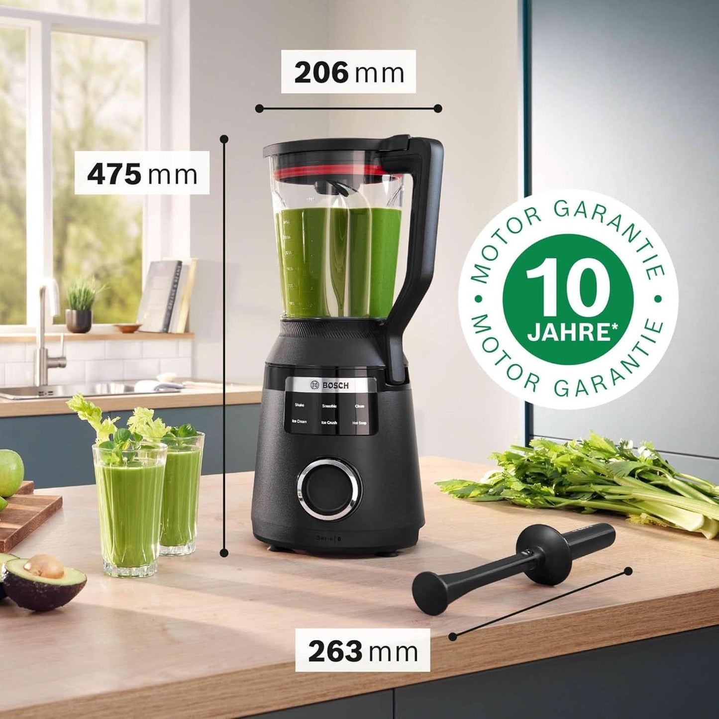 Highspeed-Standmixer Vitapower Serie 6 MMBD665B1, 45 000 U/Min, 6 Program Inkl Heiße Suppe & Reinigung, 2 L Mixbehälter, Stopfer, Spülmaschinenfeste Teile, Made in Europe, 1800W, Schwarz Kitchen Naty Shop