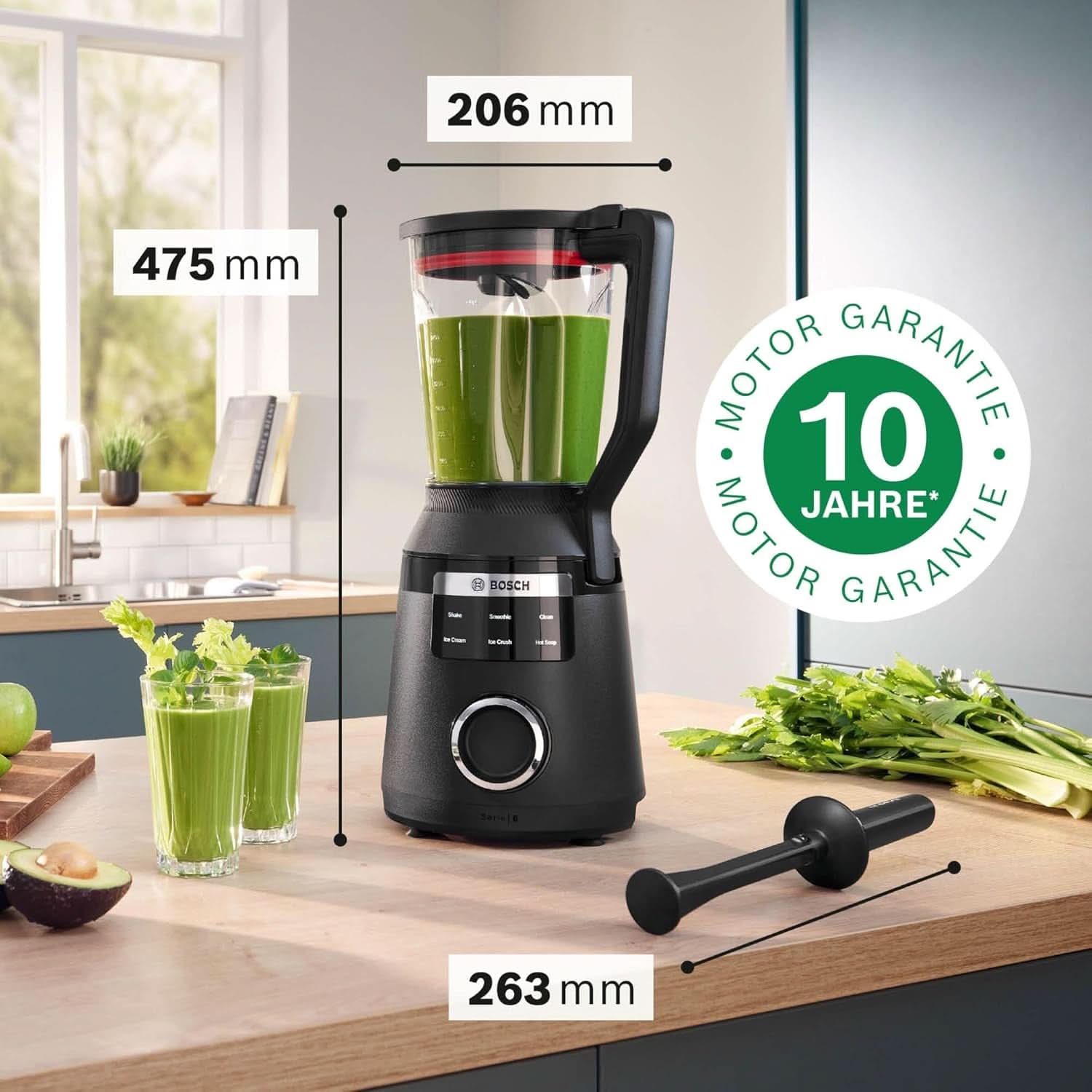 Highspeed-Standmixer Vitapower Serie 6 MMBD665B1, 45 000 U/Min, 6 Program Inkl Heiße Suppe & Reinigung, 2 L Mixbehälter, Stopfer, Spülmaschinenfeste Teile, Made in Europe, 1800W, Schwarz Kitchen Naty Shop