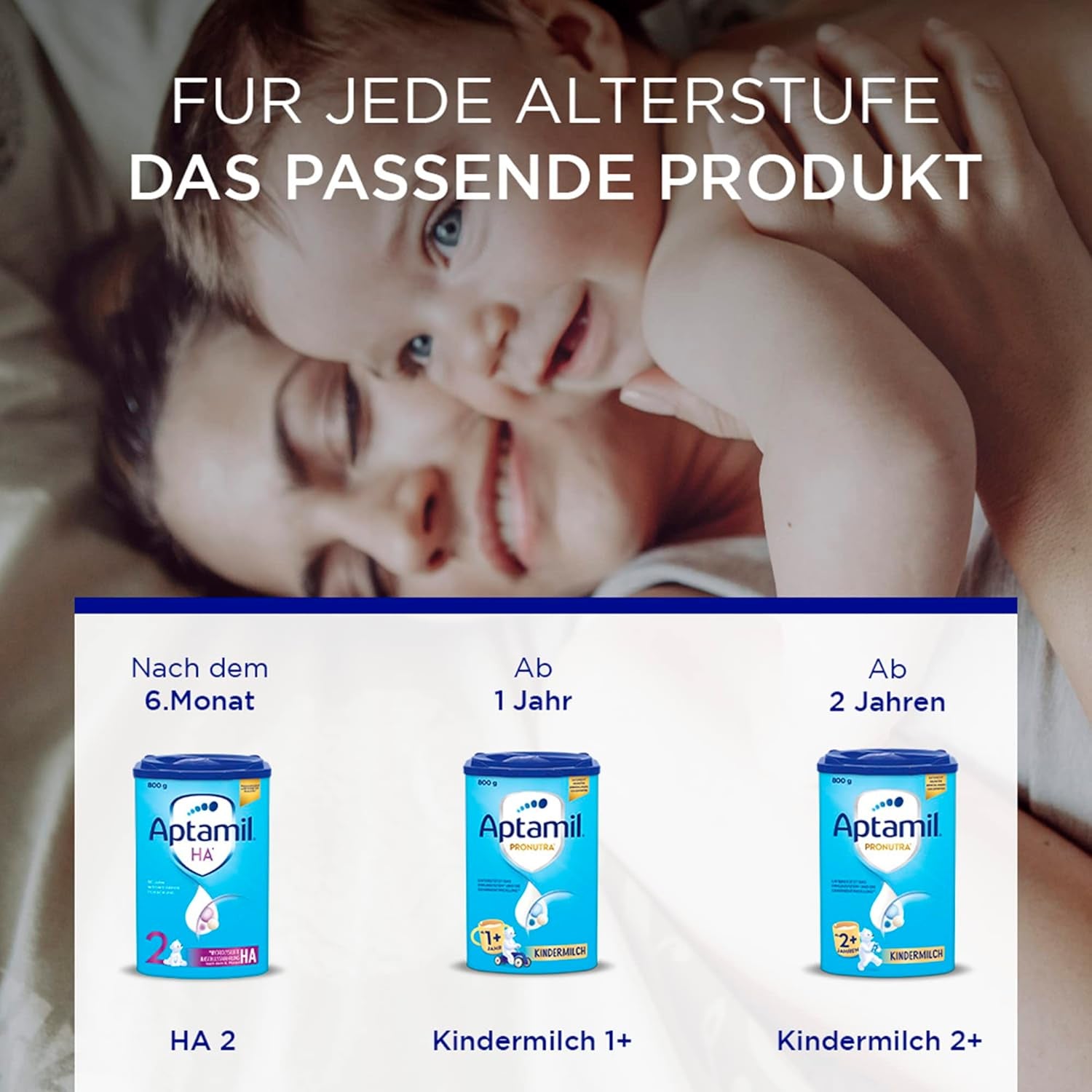 Aptamil HA 2 – Uppföljningsformel efter 6 månader, med Omega 3 och 6, DHA, ARA och ALA, laktosfri, palmoljefri, barnmat, mjölkpulver, 1 x 800 g (förpackning med 4)