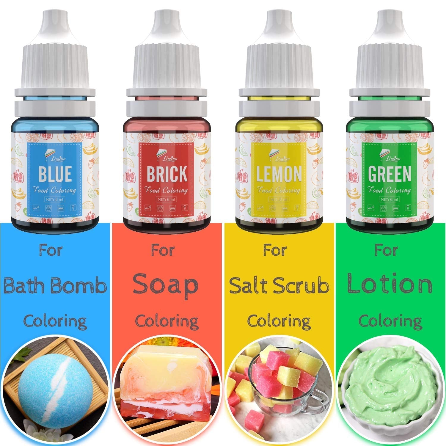 24 färger matfärgning - flytande matfärg för bakning av kakor, kakor, macarons, dekoration och matlagning - livlig matfärg för luftborstning, fondant - 6 ml styck