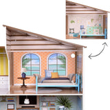 Olivia's Little World Modern medelhavsstil 3-våningars interaktivt dockhus i trä för barn med 17 tillbehör till dockmöbler Flerfärgad TD-13551B
