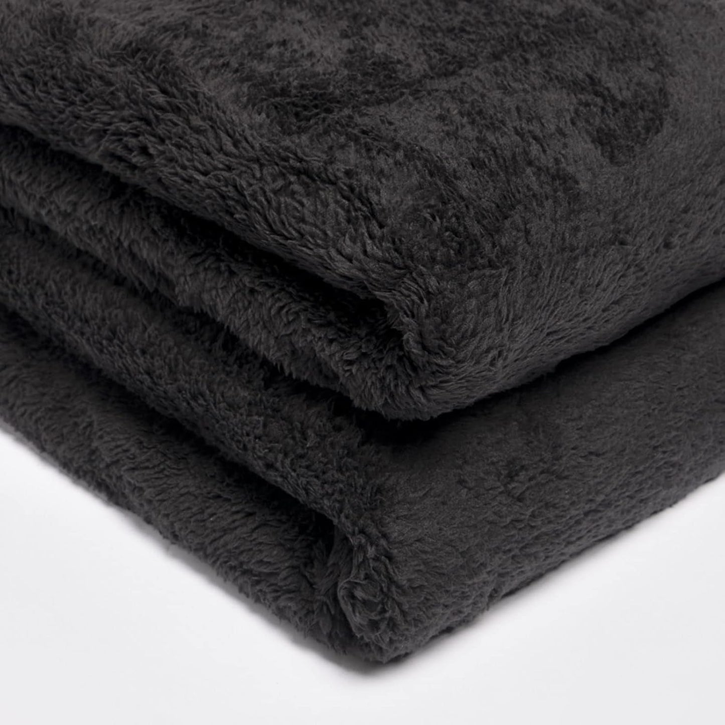 Brentford's Teddy Fleecefilt Stor sängfilt Plysch Supermjuk varm bäddsoffa Överkast Svart - 150 X 200 Cm Sängar och filtar Besuche den Brentfords-Store