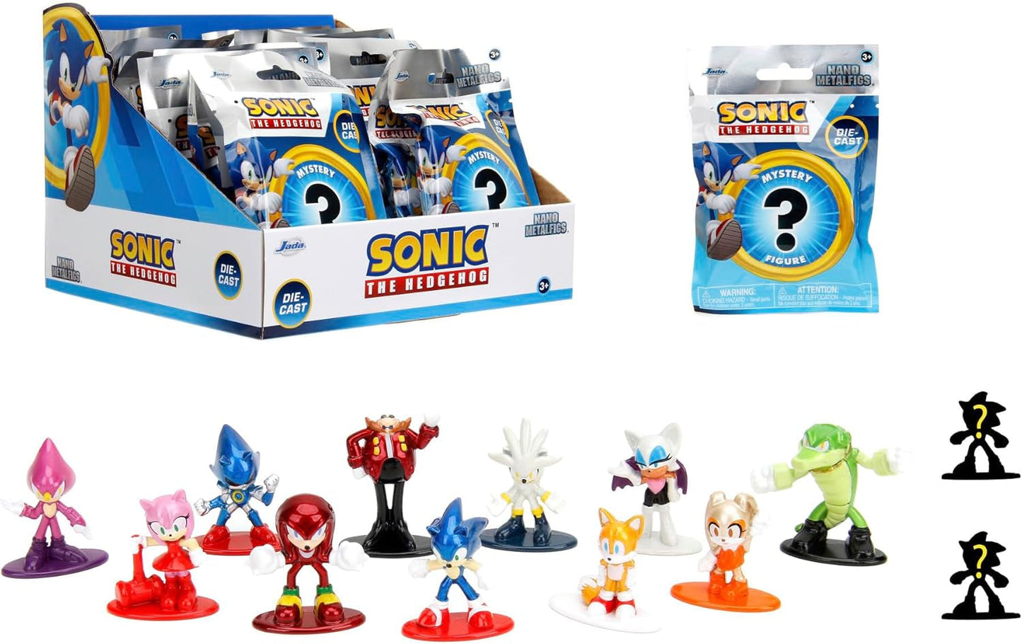 Jada Toys Sonic the Hedgehog Figur (1X Mystery Figur i Blind Pack) - 1 Surprise Collectible Figur från 13 Sonic Figurer, Nano Metal Figur (Ca 4 Cm) För barn och fans från 3 år, Wave 1 Actionfigurer Naty Shop
