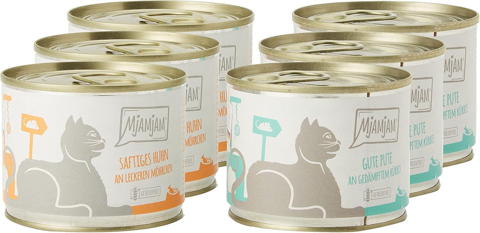 MjAMjAM - Premium våt kattmat - Monopack I - med kyckling och kalkon, 6-pack (6 x 200g), spannmålsfri med extra kött
