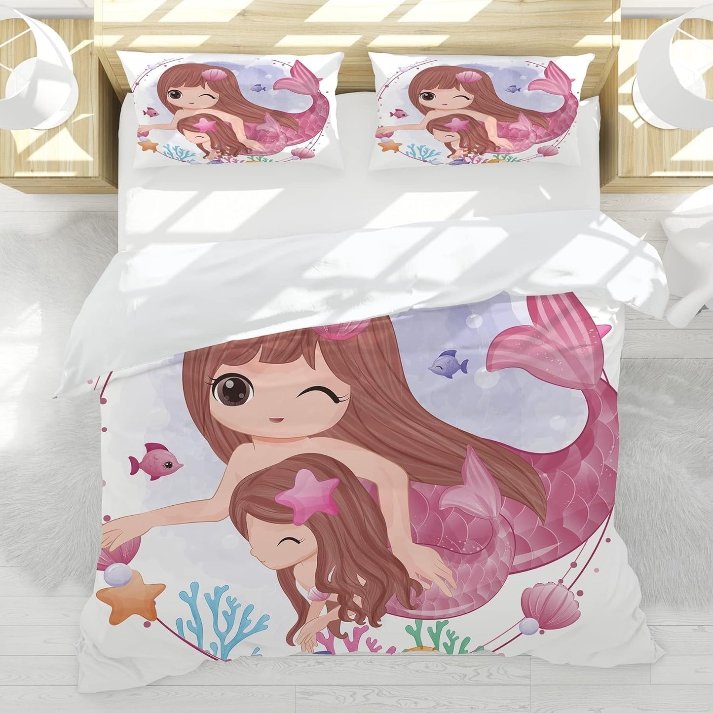 Sängkläder för barn, olika storlekar och olika animerade karaktärer Sängkläder - barn Naty Shop Mermaid (modell 6) 200X200Cm+80X80Cm