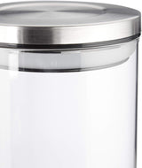 Relaxdays förvaringsburk Set om 3, förseglat lock i rostfritt stål, för pasta, müsli och ris, 1,5 liter köksbehållare, transparent silver, 24 x 9,5 x 9,5 cm, transparent silver Matförvaringslådor Naty Shop