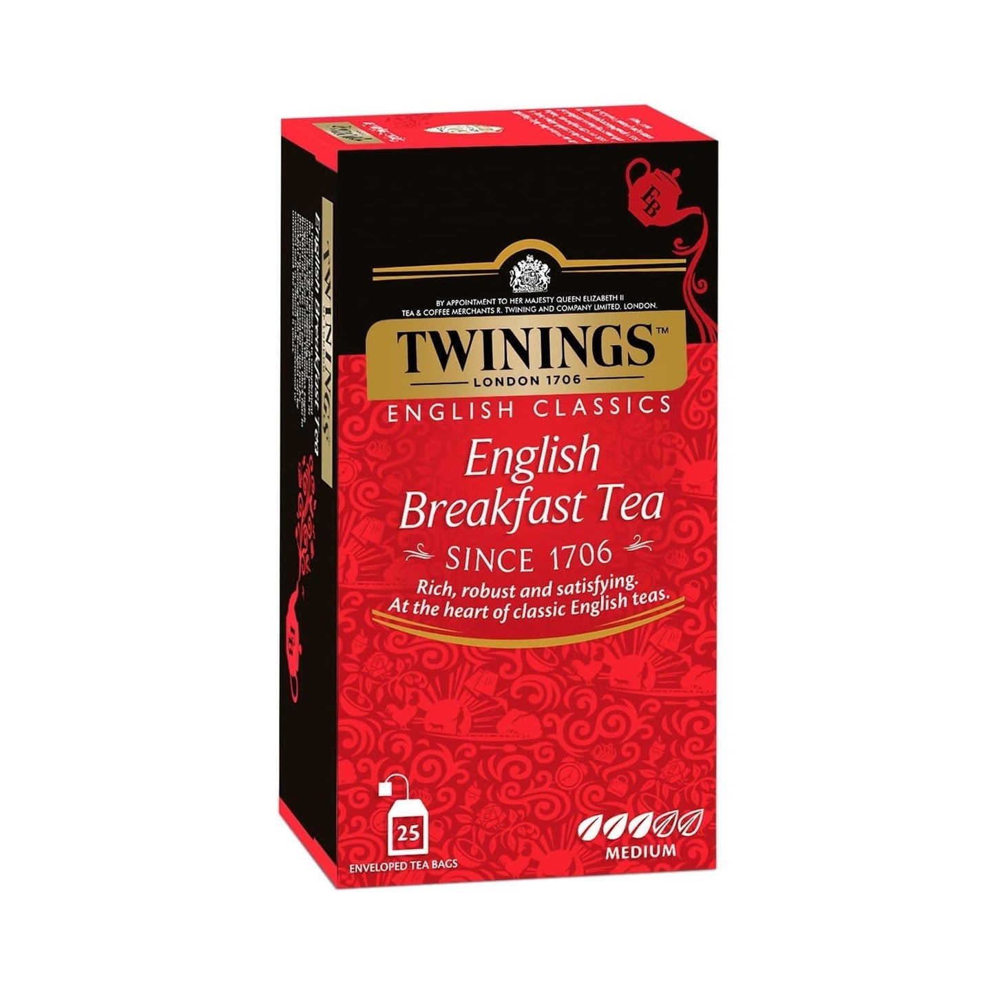 Twinings English Breakfast Black Tea 50g, 25 tepåsar, fullt, runt och starkt svart te från de bästa teplantagen i Sri Lanka och Indien. Svart te Förpackning om 1 (1 x 50 g)