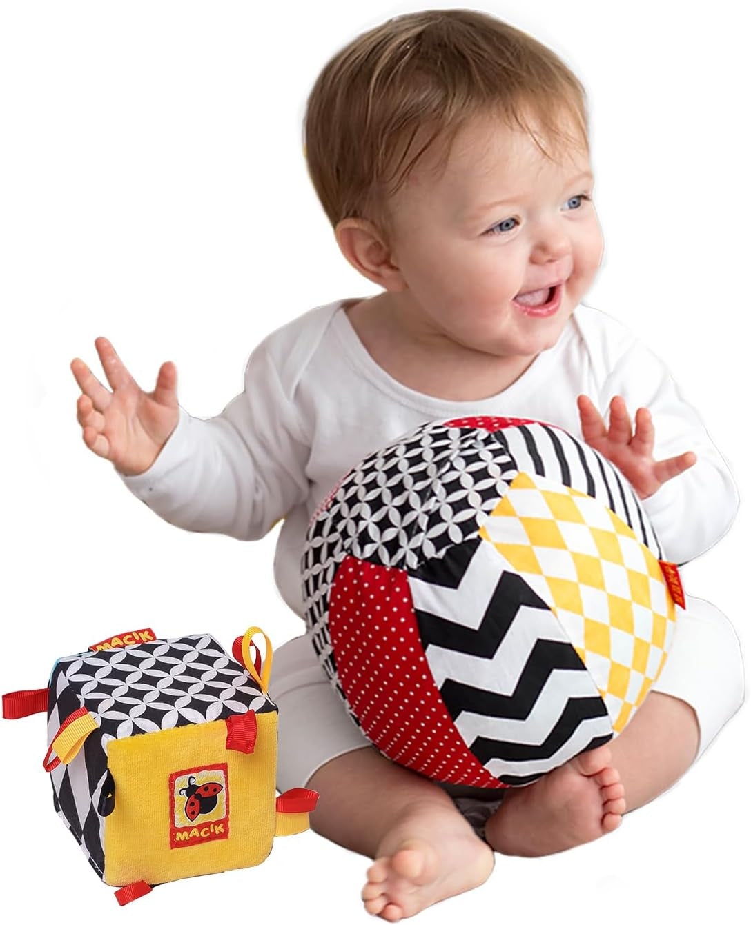 magdum 2 set babykubspel + tygboll - motorisk leksak från 1 år - leksak för barn 6 månader - Montessori-leksak - pedagogisk leksak 1 år - present för barn - boll för barn - kub för barn - presenter för barn Leksaker Bebe Naty Shop Standardtitel