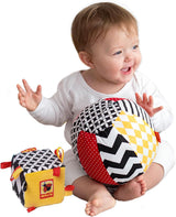 magdum 2 set babykubspel + tygboll - motorisk leksak från 1 år - leksak för barn 6 månader - Montessori-leksak - pedagogisk leksak 1 år - present för barn - boll för barn - kub för barn - presenter för barn Leksaker Bebe Naty Shop Standardtitel