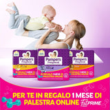 Pampers Progressi & Fit Prime Midi-blöjor, kortformat, 162 blöjor, storlek 3 (4-9 kg), onlinemedlemskap på gymmet i 1 månad som gåva
