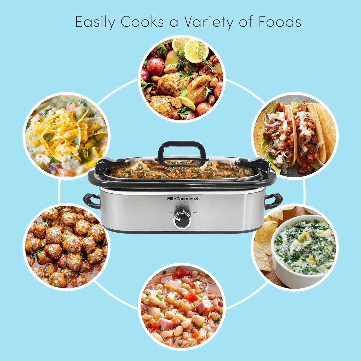 MST-5240SS Slow Cooker, 3,3 liter, Slow Cooker i rostfritt stål Naty Shop