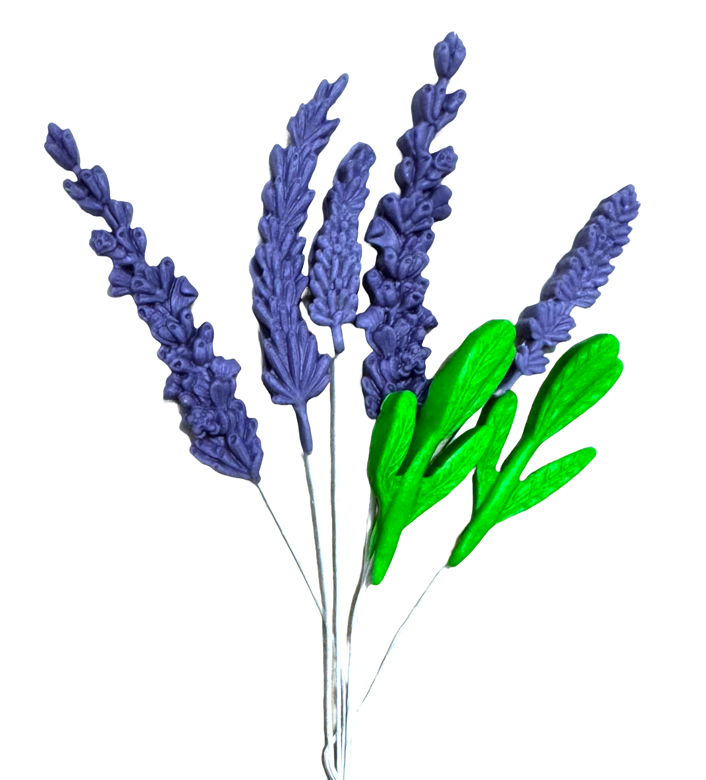 Set med 7 ätbara sockerpastadekorationer, Lavender Sugar Paste Decorations Nati Shop