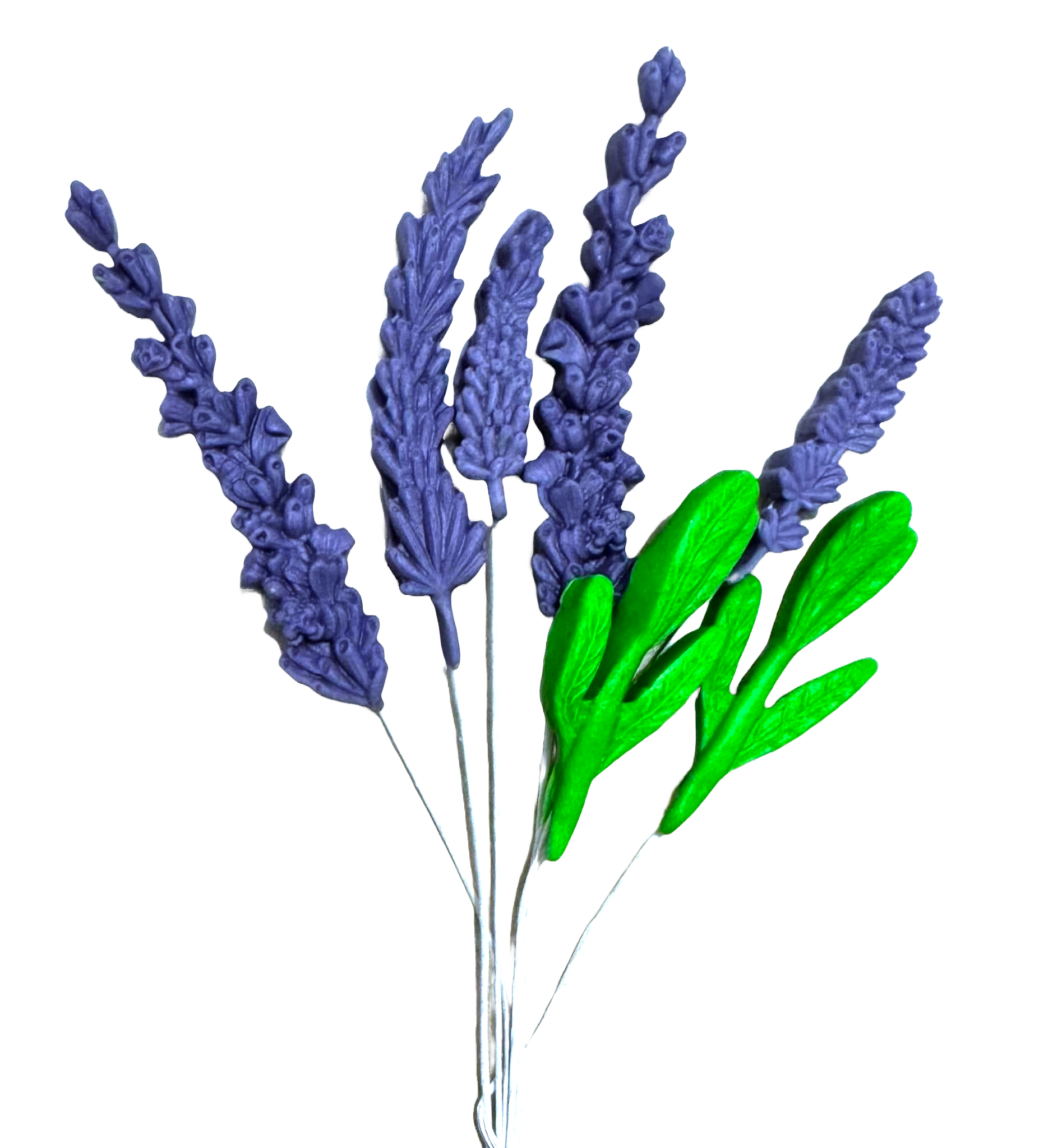Set med 7 ätbara sockerpastadekorationer, Lavender Sugar Paste Decorations Nati Shop