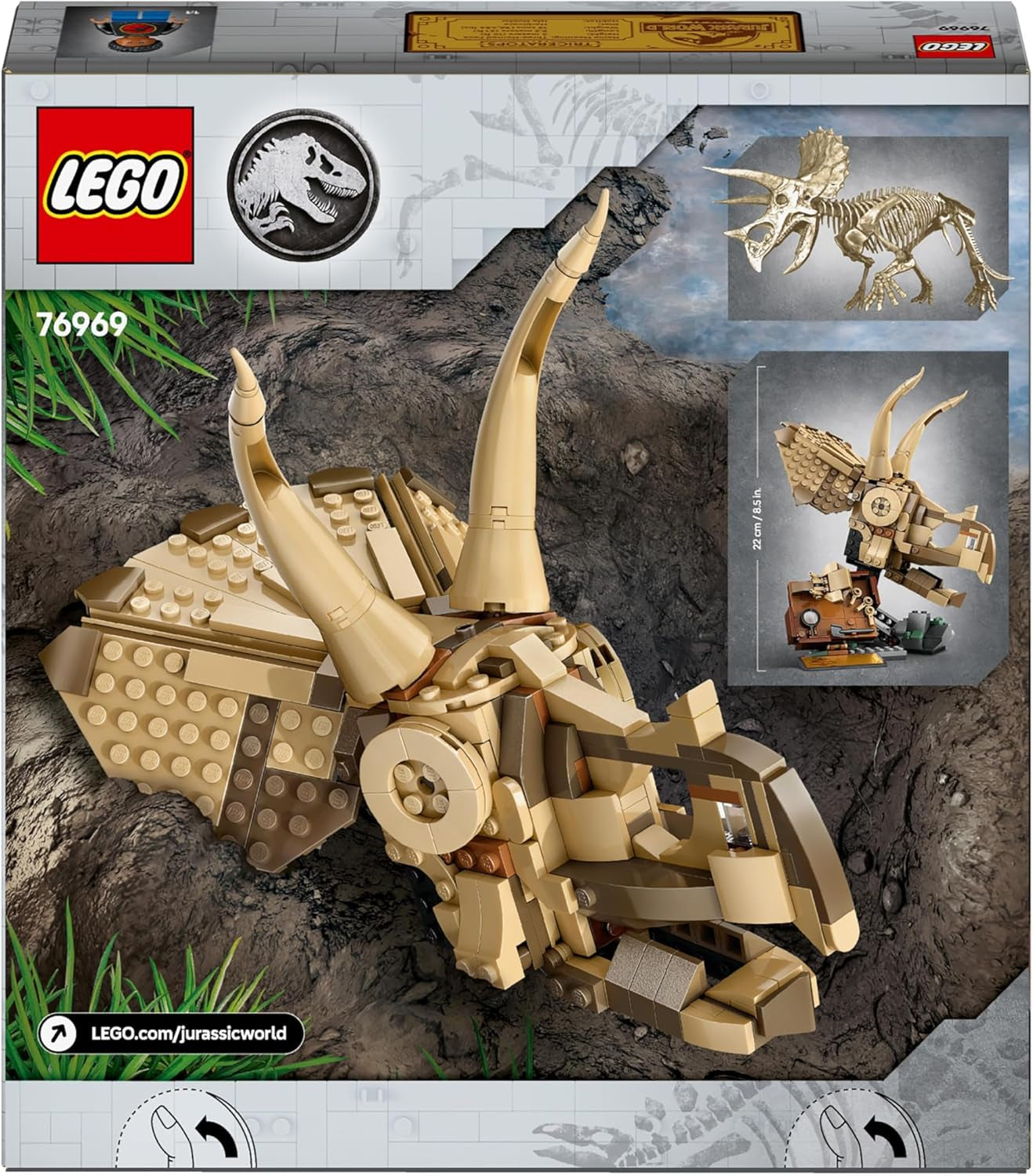 LEGO Jurassic World Dinosaur Fossils: Triceratops Skull Model, dinosaurie leksak för pojkar och flickor från 9 år, present till barn och fans Jurassic World 76969 Byggset Besuche den LEGO-Store