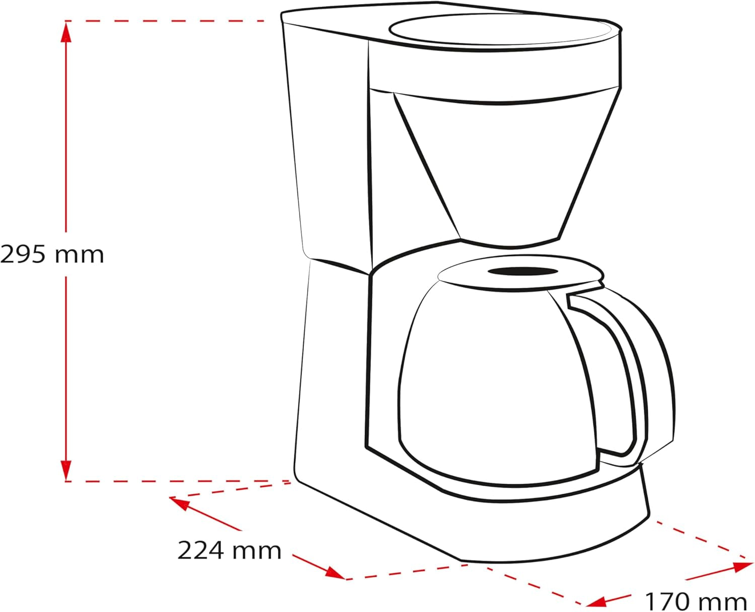 Melitta Easy Top - Espressomaskin med filter och glaskaraff, för upp till 10 kaffekoppar, svart/rostfritt stål