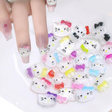 3D-kattens nagelklistermärken, nagelglitter, paljetter, nagelklistermärken i harts, nagelstenar, diamanter för nagelkonst, inklusive strass nagelvaxstift (färgglad katt)