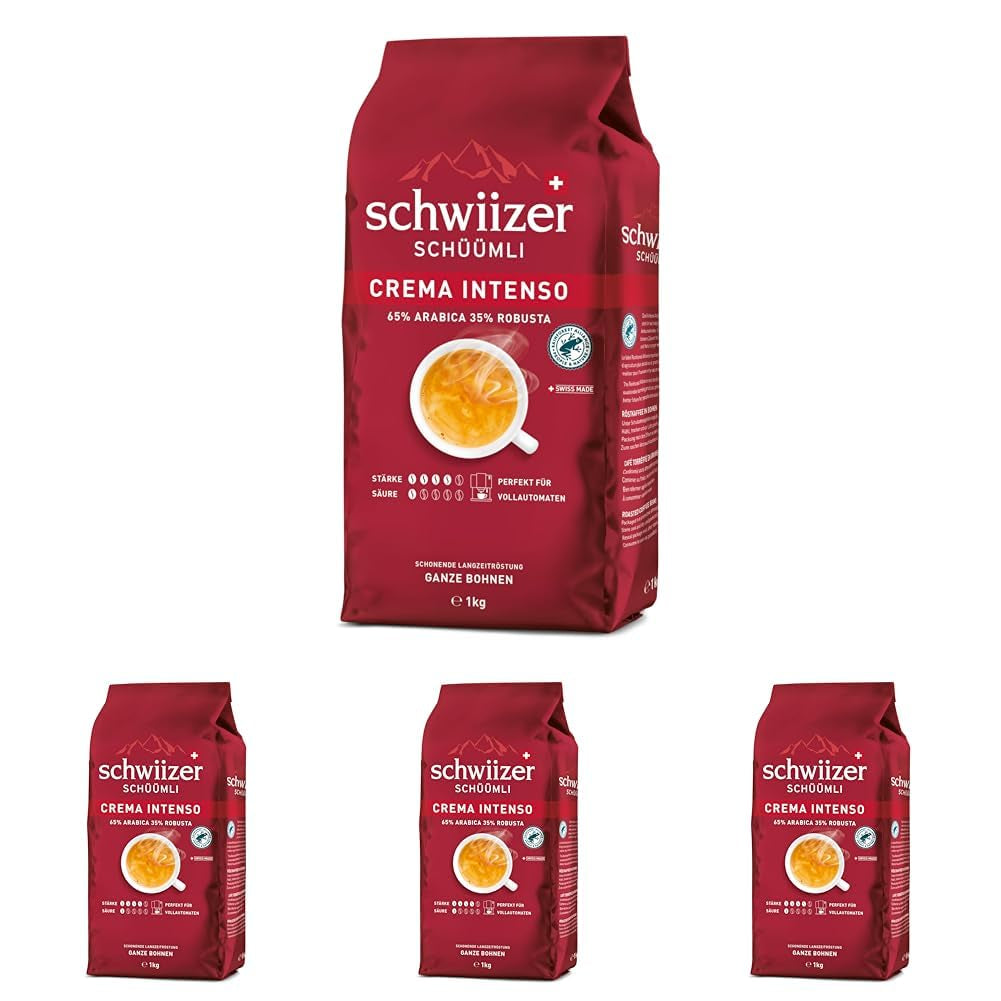 Schwiizer Schüümli Intenso, kapsel, malet kaffe 1 kg - Intensitet 4/5 - UTZ-certifikat (paket med 4)