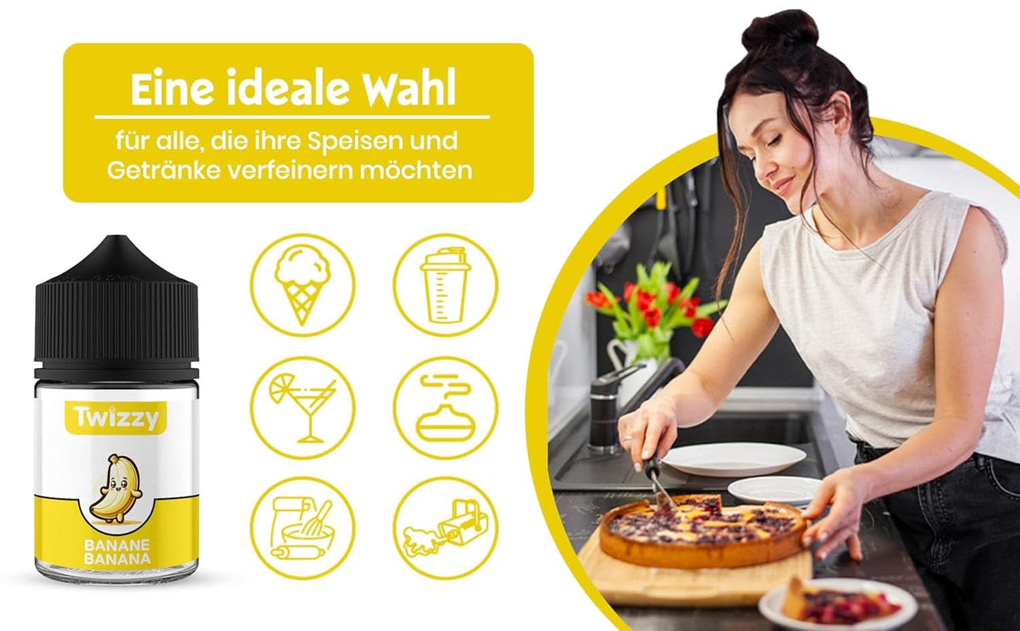 Twizzy Banana matsmak - 60 ml - Intensiv smak - Perfekt för att baka Aromas Naty Shop