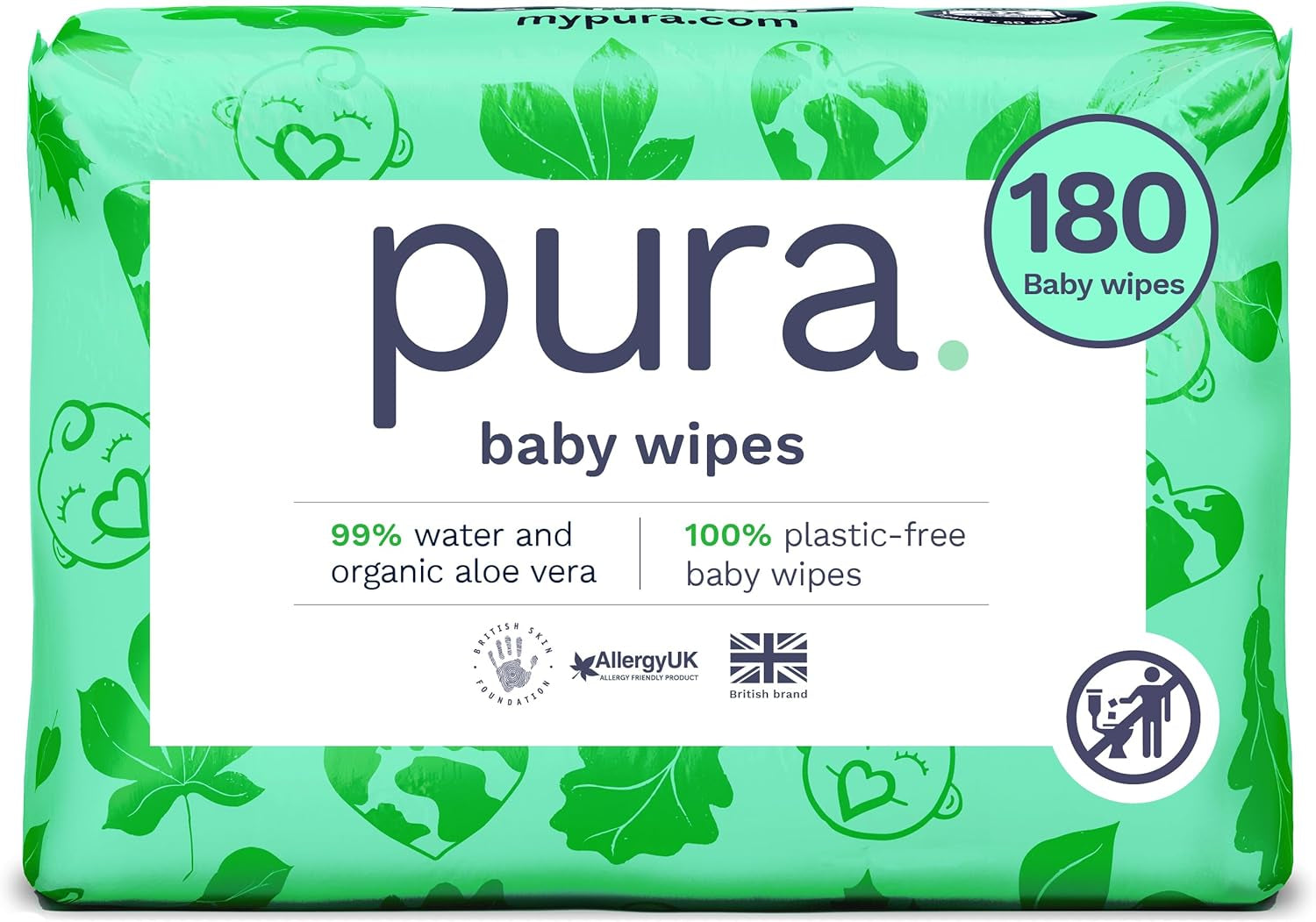 Miljövänliga engångsservetter för känslig babyhud 70 våtservetter (1 förpackning) 99 % vatten 100 % plastfri för känslig hud Eksembenägen nyfödd biologiskt nedbrytbar vegan