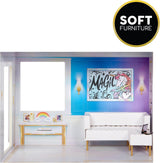 Rainbow High Townhouse - 3-vånings dockhus i trä med 5 färgglada rum och terrass - Fullt möblerat hus med hiss och funktionella tillbehör - Leksak för barn 4-12+ år Naty Shop Dollhouses