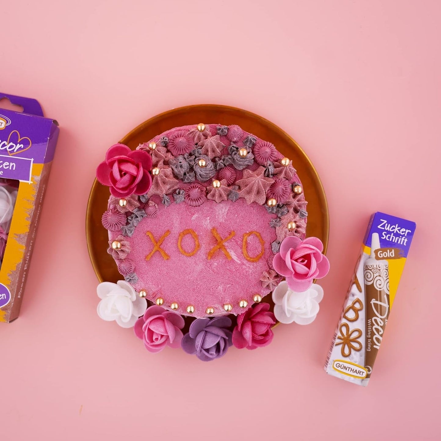 Günthart Backdecor 25 g Socker med bokstäver GULD För alla desserter i gyllene färg Tillverkad av socker för vackra bokstäver och motiv, 1 förpackning (25 g)