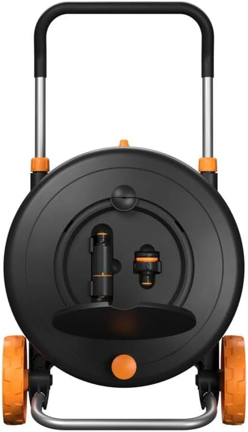 Fiskars Comfort L vattenhjul med hjul, all-inclusive bevattningsset, total räckvidd 31,5 m, automatisk upprullning, universal trädgårdsslang (Ø 13 mm), universal krananslutning, 1071670
