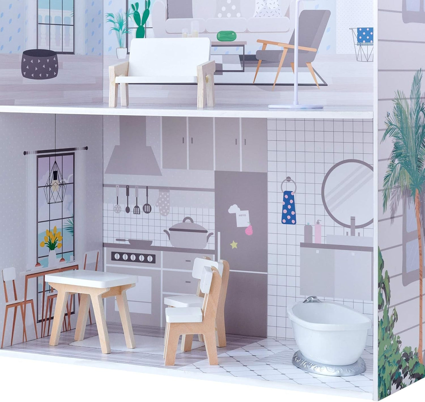 Teamson Kids Olivia's Little World Giant Dollhouse med möbler och tillbehör, dockhus i trä, 3-vånings lekset för 30 cm dockor, åldrar 3+