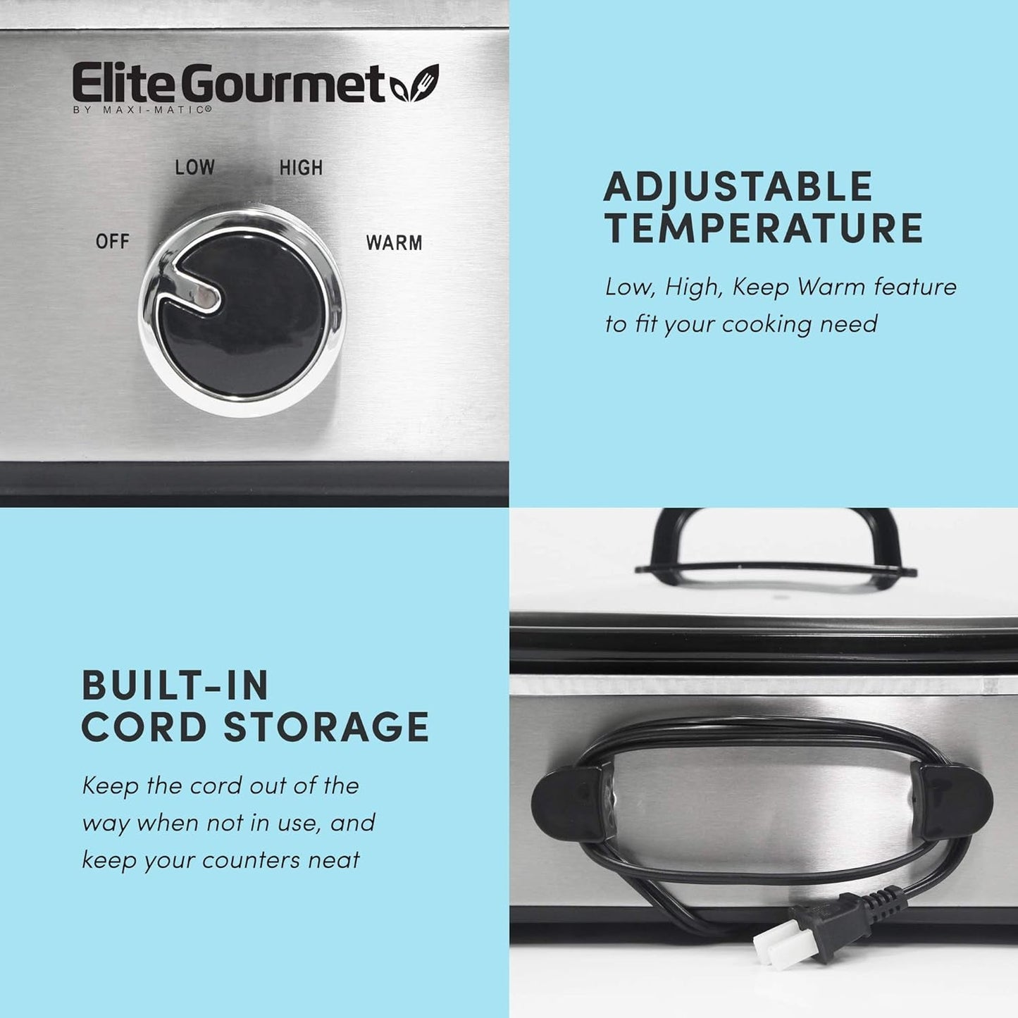 MST-5240SS Slow Cooker, 3,3 liter, Slow Cooker i rostfritt stål Naty Shop
