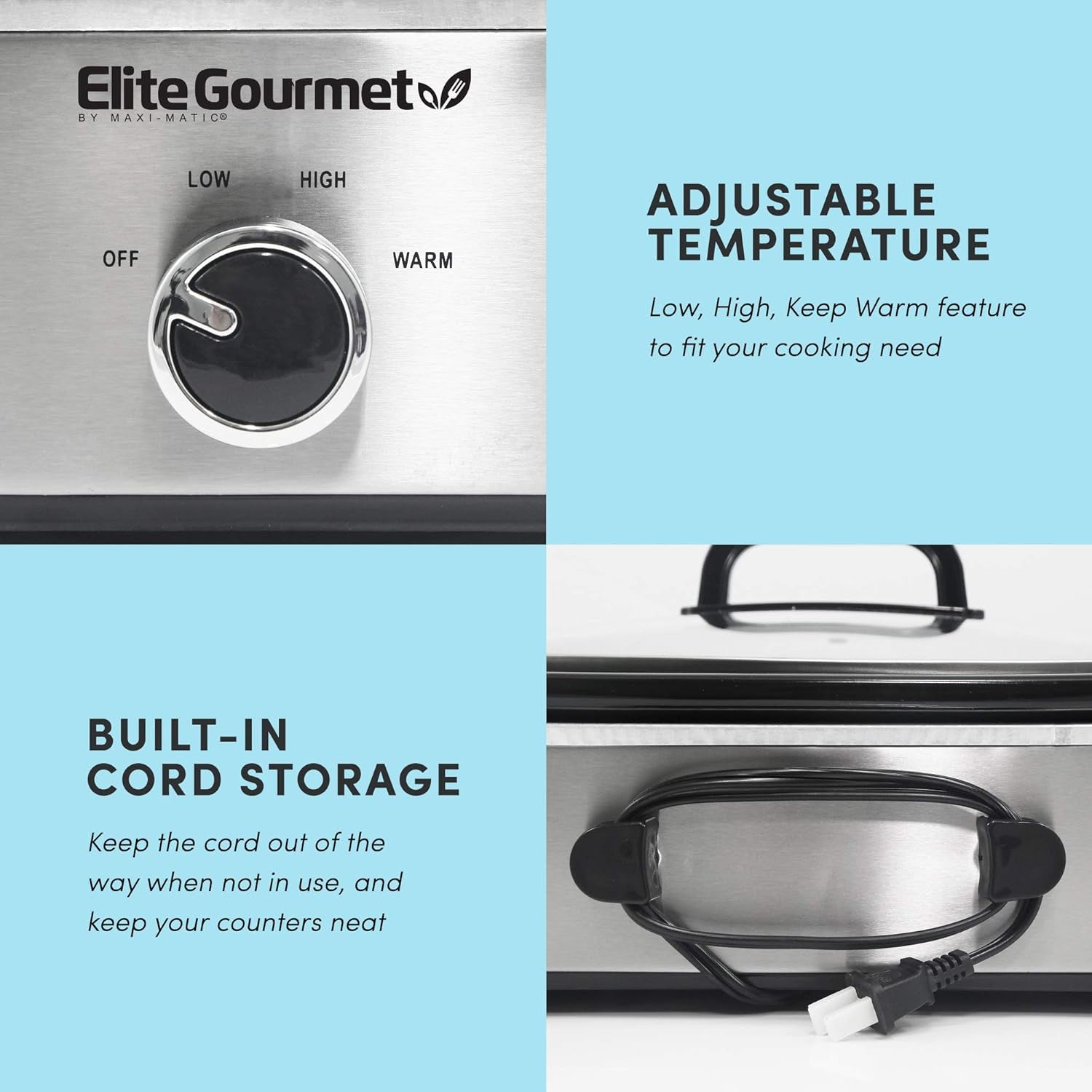 MST-5240SS Slow Cooker, 3,3 liter, Slow Cooker i rostfritt stål Naty Shop